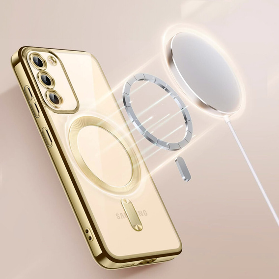 Case for Samsung Galaxy S23 Plus, Electro MagSafe, gold + Screen Glass