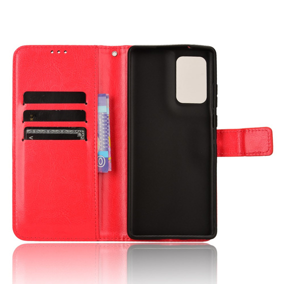 Flip case for Motorola Moto G85, Crazy Horse Wallet, red
