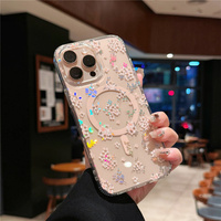 Magnetic case with floral laser pattern for iPhone 16 Pro