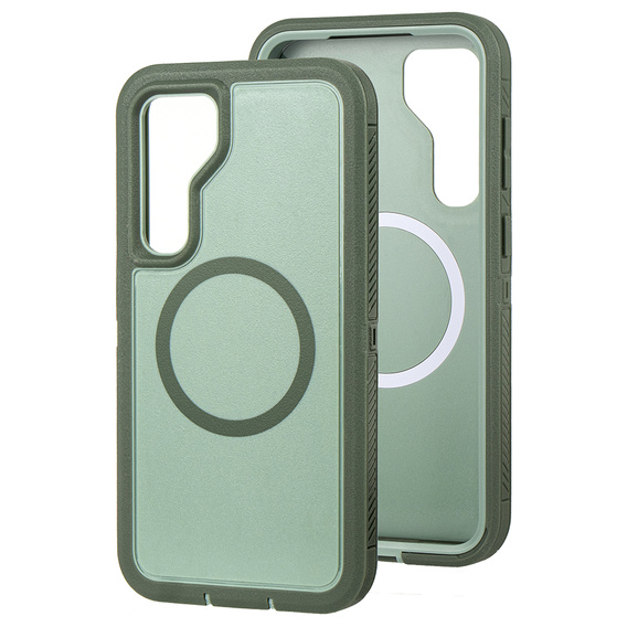 Case with frame for Samsung Galaxy S23 FE, for MagSafe, green