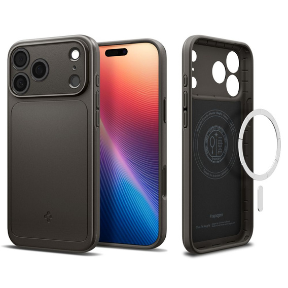 Spigen case for iPhone 17 Pro, Thin Fit MagSafe, Gunmetal