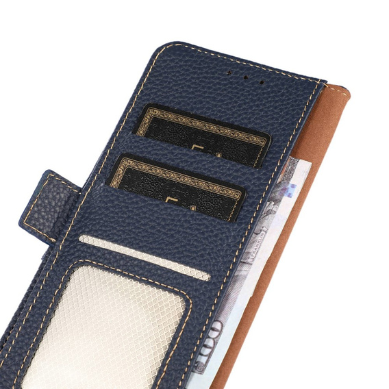 KHAZNEH RFID case for Samsung Galaxy A35 5G, Litchi Texture, blue