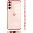 Case for Samsung Galaxy S22, Electro heart, pink rose gold