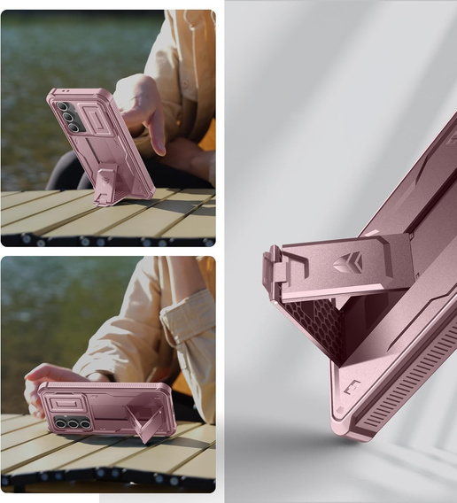 Armored case for Samsung Galaxy S24 FE, Dexnor Full Body (Two Frames), pink rose gold