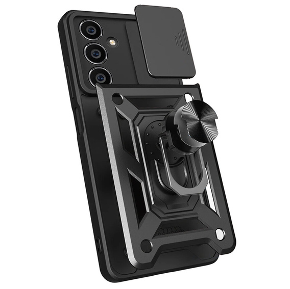 Armored case for Samsung Galaxy A25, armored Slide Ring, black + 9H glass