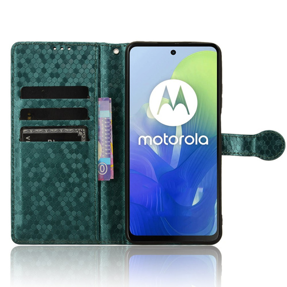 Flip case for Motorola Moto G24 / G24 Power / G04, Wallet Rhombus, green