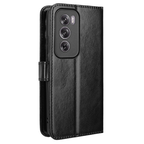 Flip case for Oppo Reno 12, Crazy Horse Wallet, black