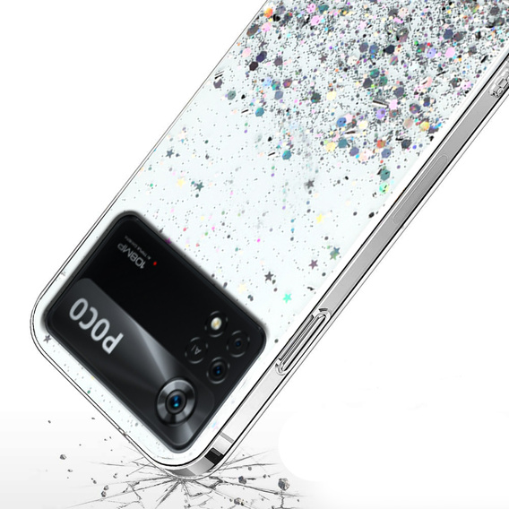 Case for Xiaomi Poco X4 Pro 5G, Glittery, transparent