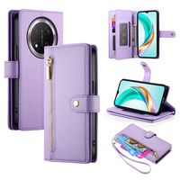 Flip case for Honor Magic 7 Lite, Wallet Zipper Pocket, purple