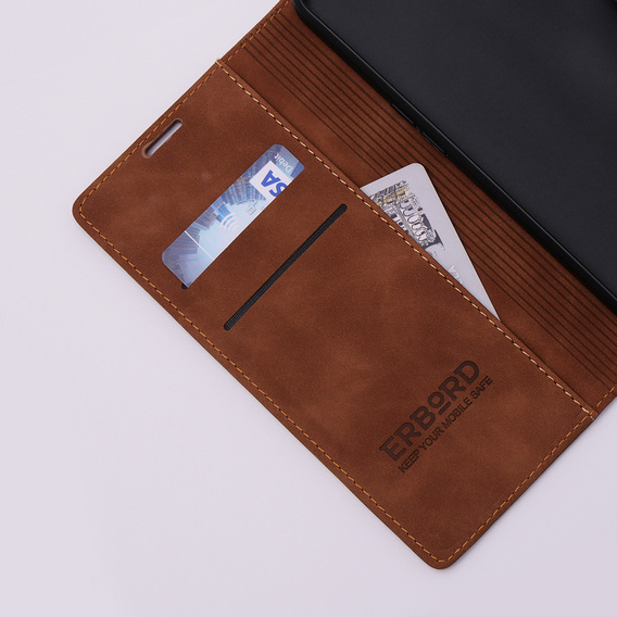 Case for Oppo A78 5G, ERBORD Vintage, wallet with flap, brown