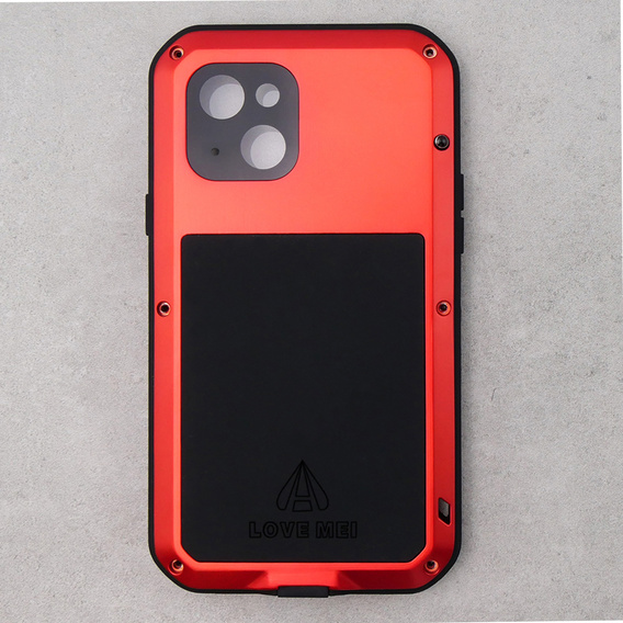 Love Mei Case for iPhone 14, armored with glass, red