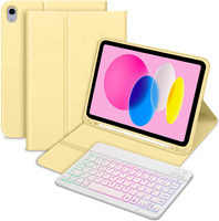 Case with illuminated bluetooth keyboard for iPad 10.9 2022 (10 gen.), yellow