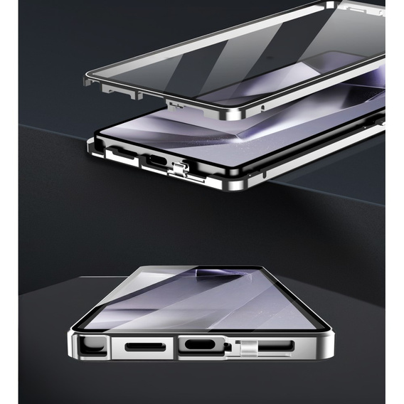 Magnetic Dual Glass MagSafe case for Samsung Galaxy S25 Ultra, silver
