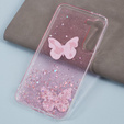 Case for Samsung Galaxy S24, Glitter Butterfly, pink