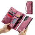 CASEME case for Samsung Galaxy S25 Ultra, Retro Leather Wallet, with strap, red