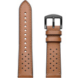 22mm Genuine Leather Coated Silicone Watch Band - Brown