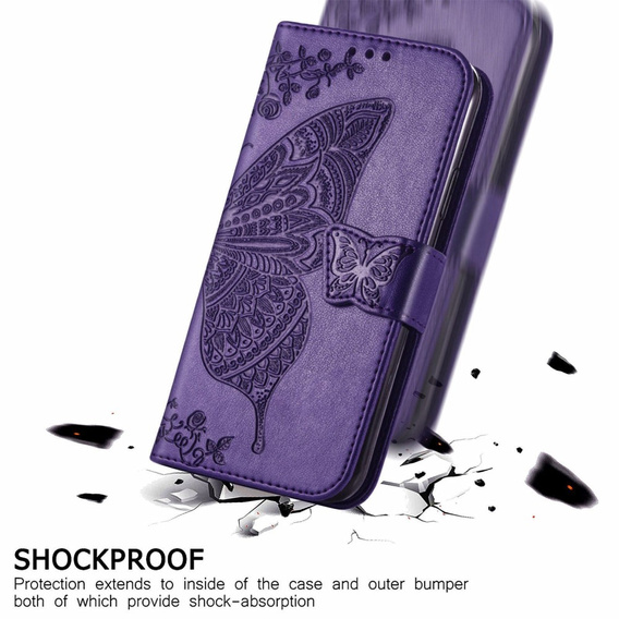 Flip case for Motorola Moto G32, Butterfly, purple