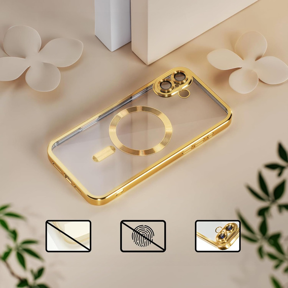 Case for iPhone 16, Electro MagSafe, gold + Screen Glass