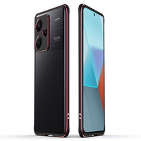 Case for Xiaomi Redmi Note 13 Pro+, Armor Bumper, with lens cover, black / red