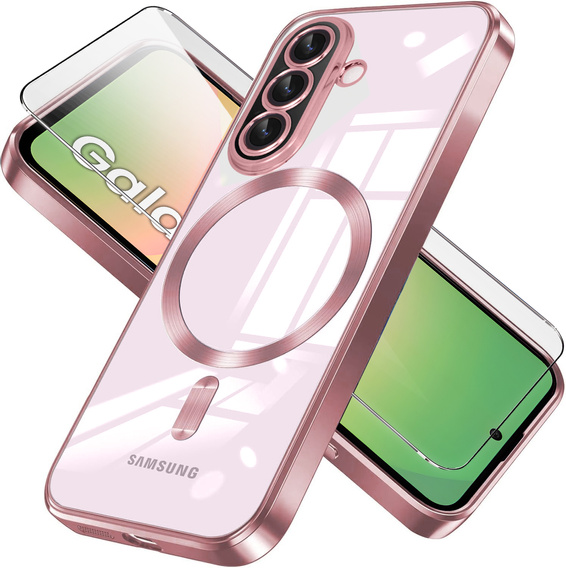 Case for Samsung Galaxy A56, Electro MagSafe, pink rose gold + Screen Glass