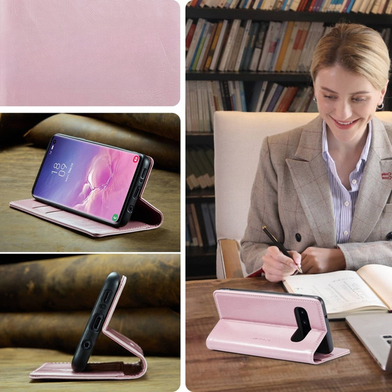 CASEME flip case for Samsung Galaxy S10+ Plus, Waxy Textupink, pink