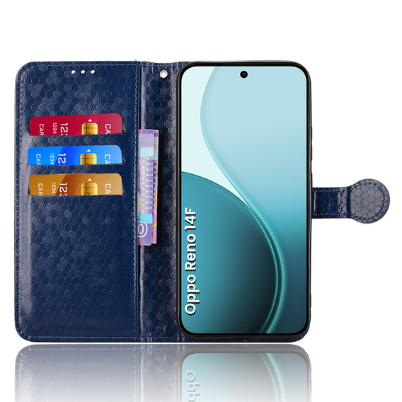 Flap case for Oppo Reno 14F, Wallet Rhombus, blue