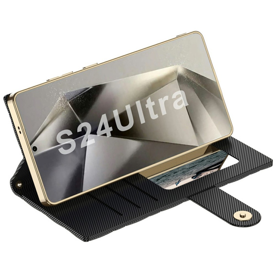 Flip case for Samsung Galaxy S24 Ultra, GKK Mirror Wallet, black
