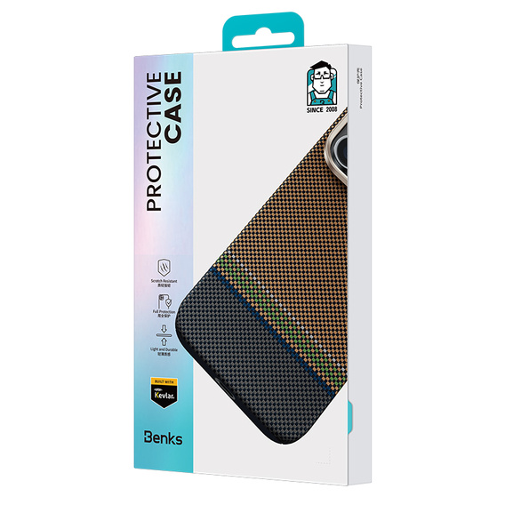 BENKS Kevlar Magnetic Armor Pro Prestige 600D Y065 case for MagSafe with active button for iPhone 16 Pro