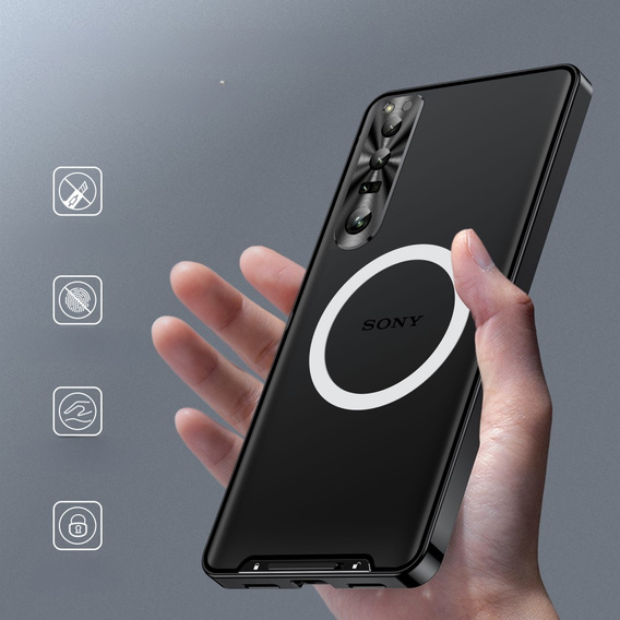 Camera Protection Case for Sony Xperia 1 V, CamShield MagSafe, transparent / black