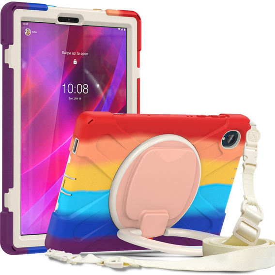 Children's case for Lenovo Tab M10 Plus TB-X606F, armored with strap, multicolor