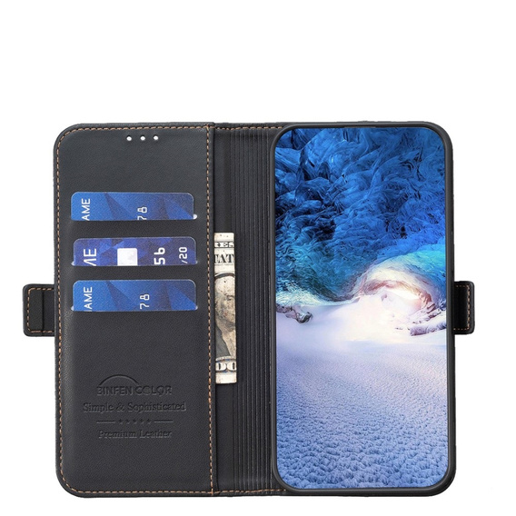 Flip case for Samsung Galaxy A15, BINFEN Wallet, black + 9H glass
