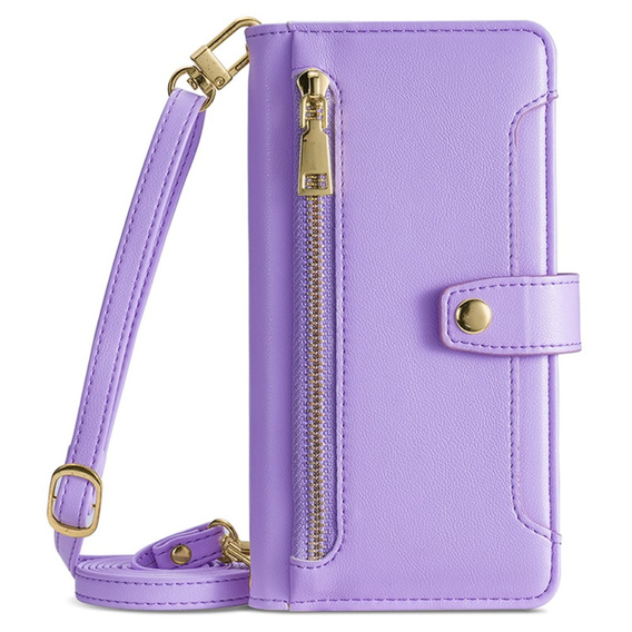 Flip case for Samsung Galaxy M15 5G, Wallet Zipper Pocket, purple