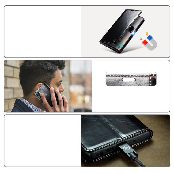 CASEME flip case for Samsung Galaxy Note 10 Plus, Waxy Textublack, black