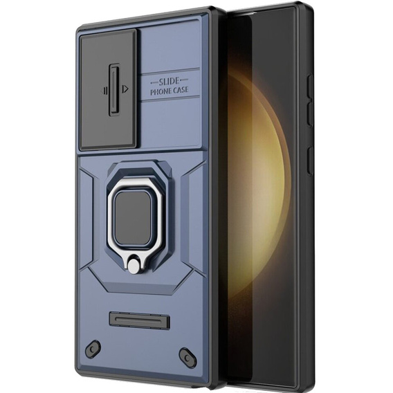 Case for Samsung Galaxy S24 Ultra, KickStand Camera Lens, blue