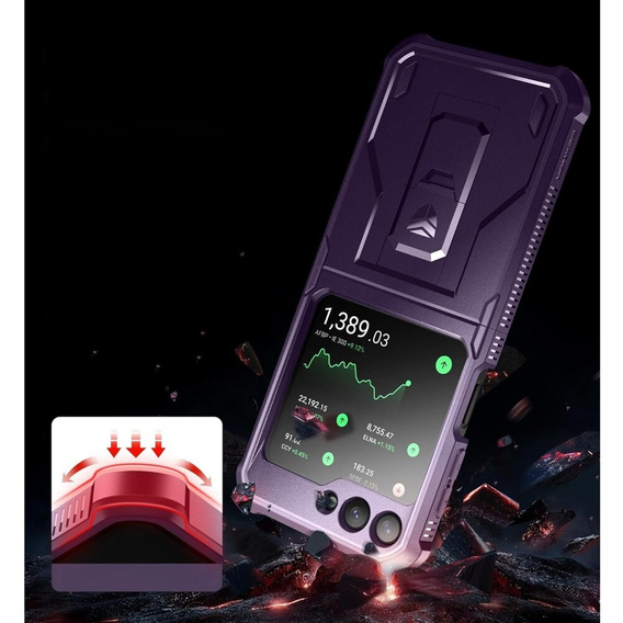 Armored Case for Samsung Galaxy Z Flip 5 5G, Dexnor Clip Holder, purple