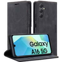 Case for Samsung Galaxy A16, ERBORD Vintage, wallet with flap, black