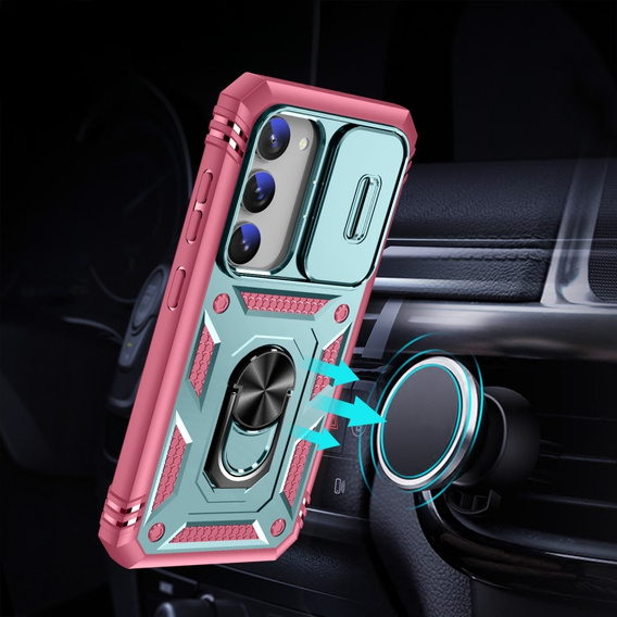 Case for Samsung Galaxy S23, CamShield Slide, green / pink