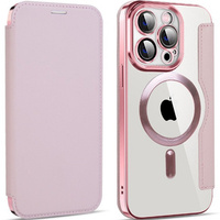 Flip case for iPhone 14 Pro, RFID Wallet MagSafe CamShield, pink