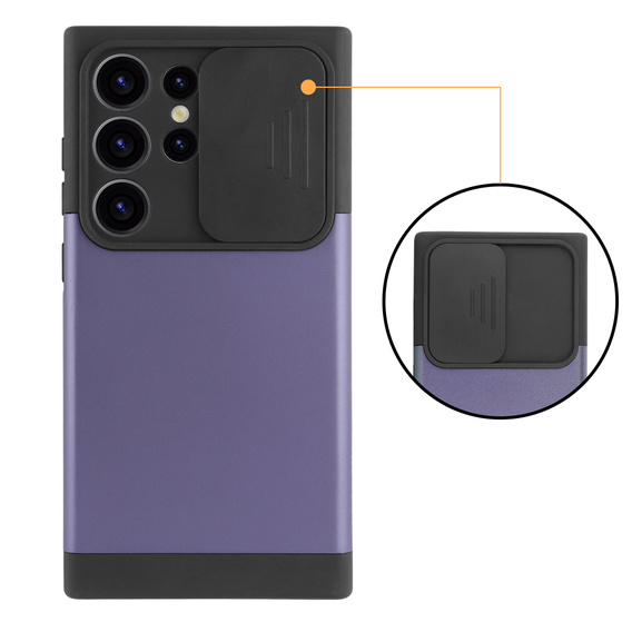 Case for Samsung Galaxy S24 Ultra, ERBORD MagProtect Slide Camera, purple