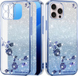 Case for iPhone 16 Pro, Glitter Flower, blue