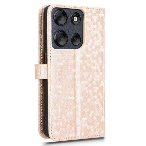 Flip case for Motorola Moto G56 5G, Wallet Rhombus, gold