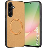 Case for Samsung Galaxy A56 5G, Leather Hybrid MagSafe, gold