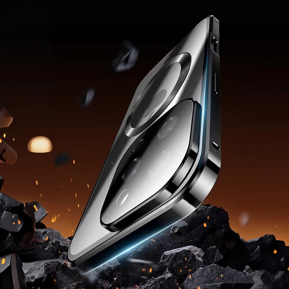 Magnetic Dual Glass MagSafe case for iPhone 16 Pro Max, black