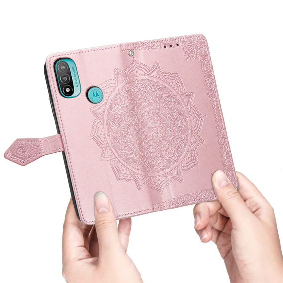 Flip case for Motorola Moto E20/E30/E40, Mandala, pink rose gold