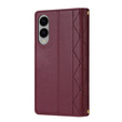 Flip case for Samsung Galaxy S25 Edge, Rhombus Crossbody Leather, maroon