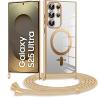 Case for Samsung Galaxy S25 Ultra, Electro MagSafe, gold + Lanyard