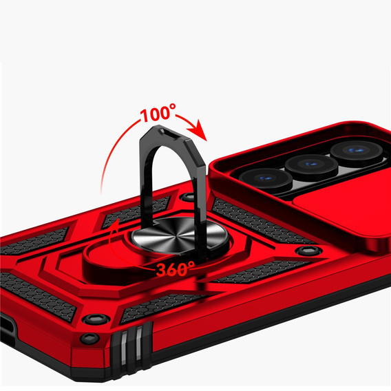 Armoured case with stand and lens cover for Samsung Galaxy S26 Plus, red