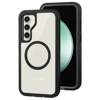 Case with frame for Samsung Galaxy S23 FE, for MagSafe, transparent / black