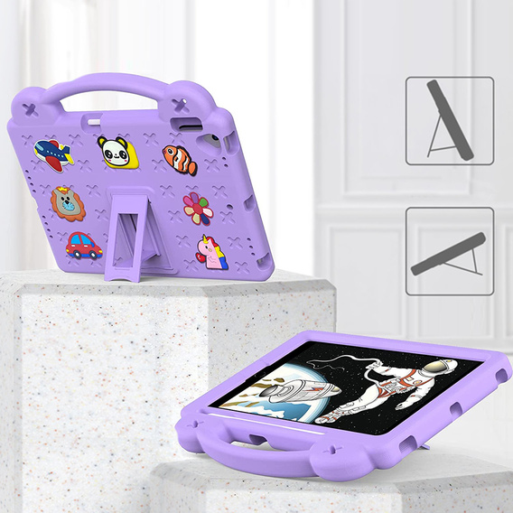 Children's case for iPad 10.2" 2021/2020/2019 (9/8/7 gen.) / Air 10.5" 2019 (3 gen.), Cute Patterns, with stand, purple