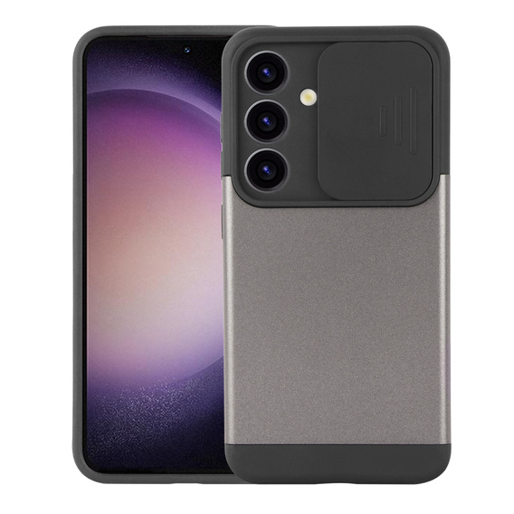 Case for Samsung Galaxy S24, ERBORD CamProtect Slide Camera, gray gunmetal